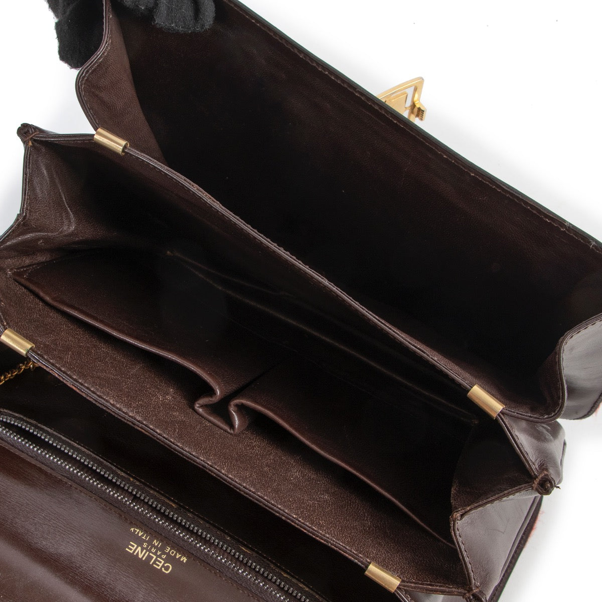 Buy an authentic second hand Celine Vintage Brown Suede Shoulder Bag in good pre-loved condition at Labellov