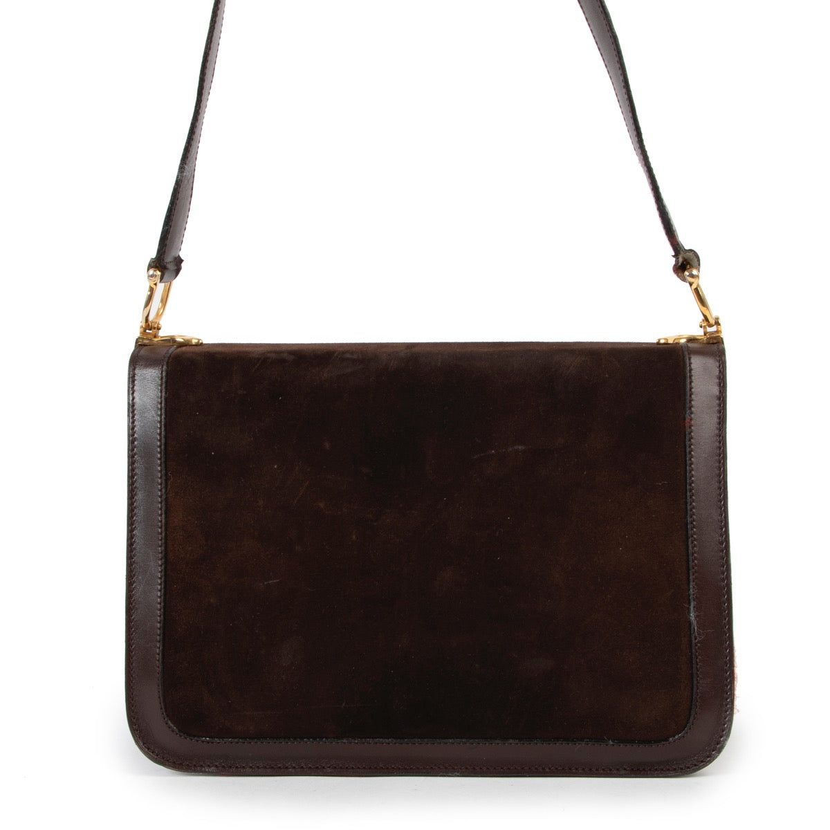Buy an authentic second hand Celine Vintage Brown Suede Shoulder Bag in good pre-loved condition at Labellov
