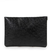 Buy an authentic second hand Delvaux Black Ostrich Leather Envelop Clutch in very good condition at Labellov