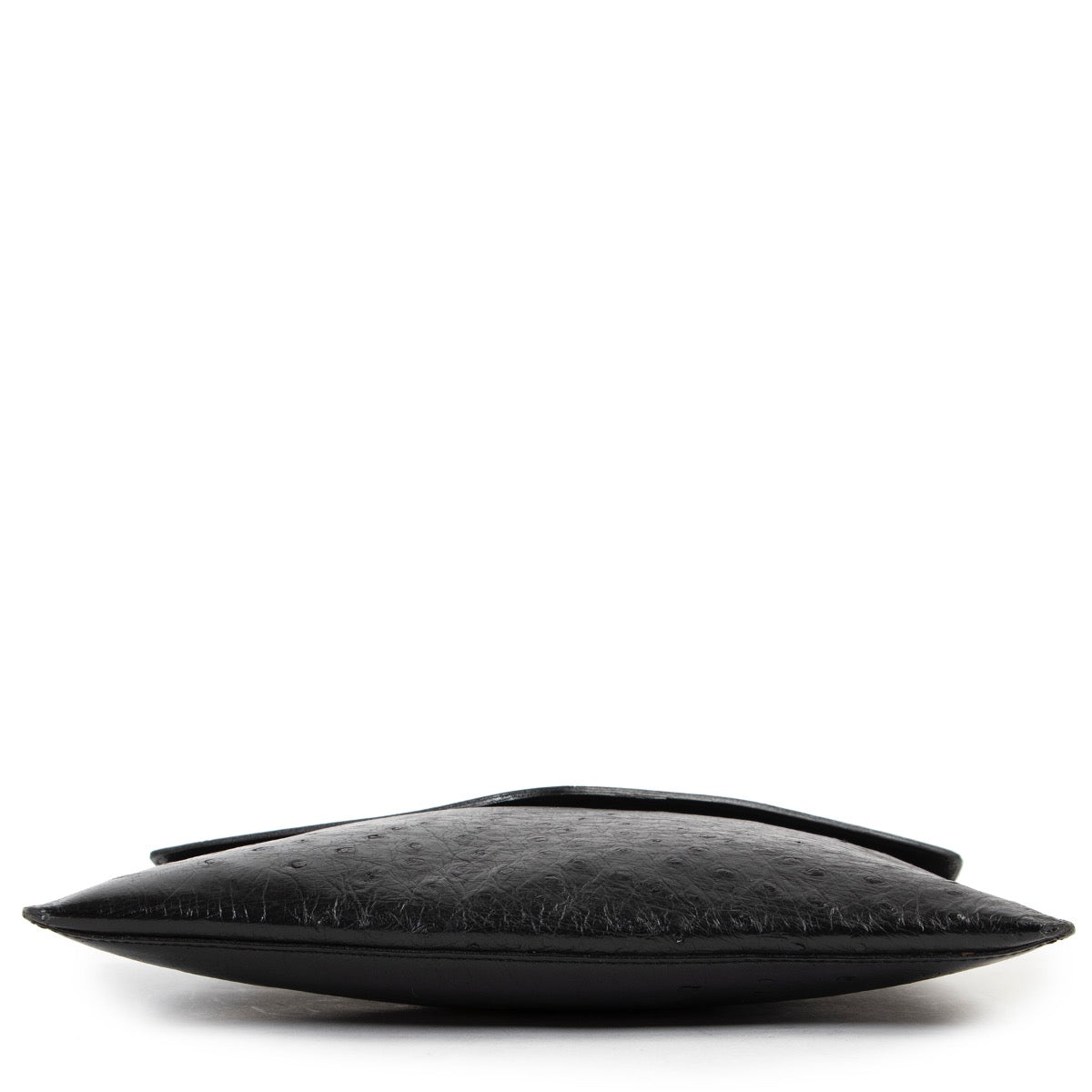 Buy an authentic second hand Delvaux Black Ostrich Leather Envelop Clutch in very good condition at Labellov