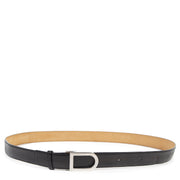 Authentic secondhand Delvaux Black Leather Silver D Belt - Size 120 designer accessories fashion luxury vintage webshop safe secure online shopping