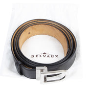 Authentic secondhand Delvaux Black Leather Silver D Belt - Size 120 designer accessories fashion luxury vintage webshop safe secure online shopping