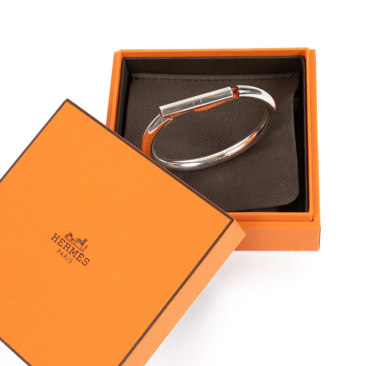 shop 100% authentic second hand Hermès Sterling Silver Fregate ST Orange Bracelet on Labellov.com