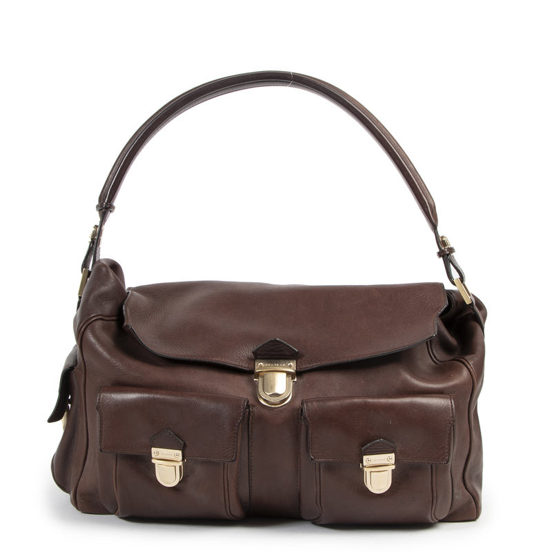 Delvaux Coquin Poches Brown Bridon Shoulder Bag for the best price online