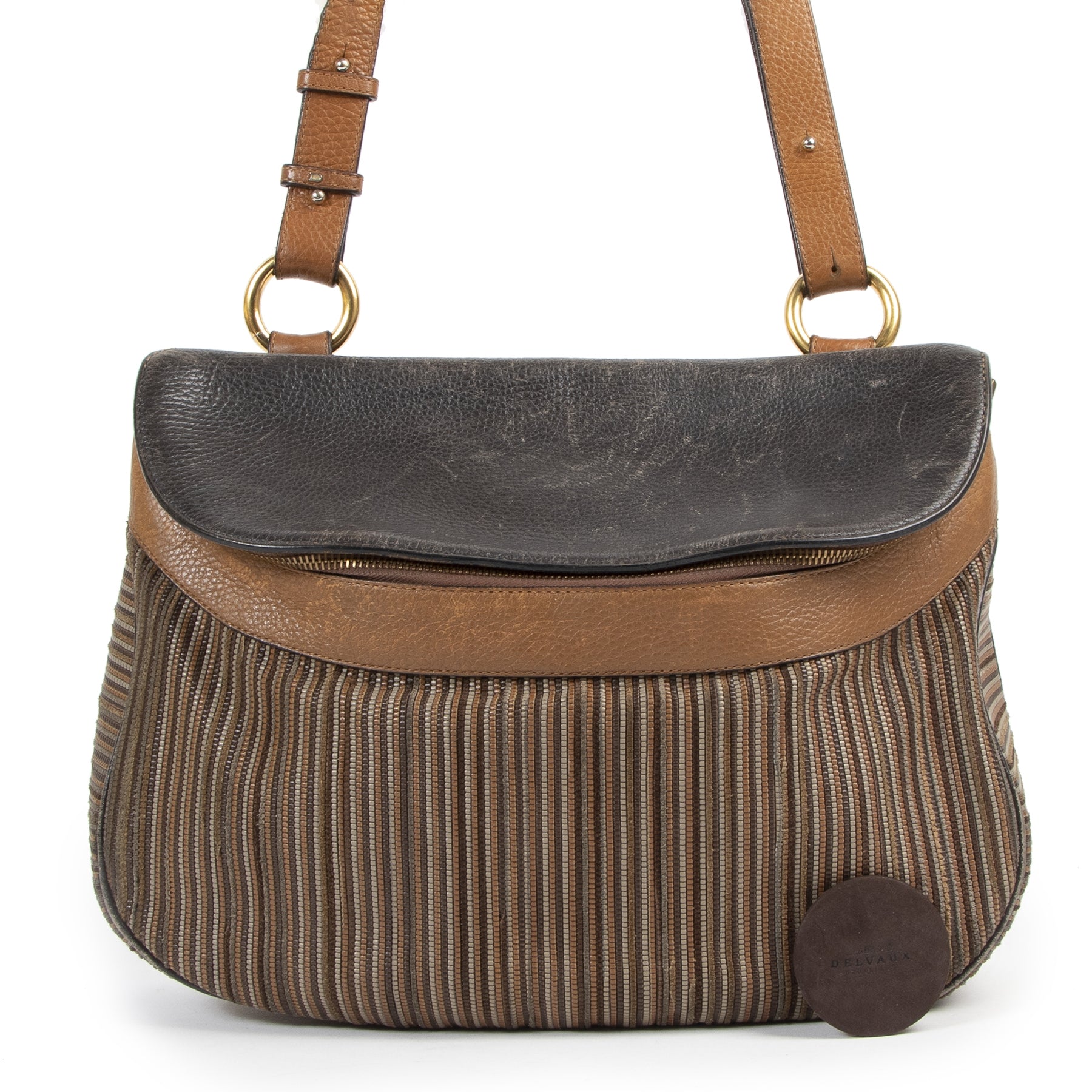 Delvaux Vintage Toile de Cuir Schoudertas