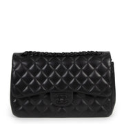 Authentic second-hand vintage Chanel So Black Classic Jumbo Flap Bag buy online webshop LabelLOV