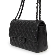 Authentique seconde-main vintage Chanel So Black Classic Jumbo Flap Bag achète en ligne webshop LabelLOV