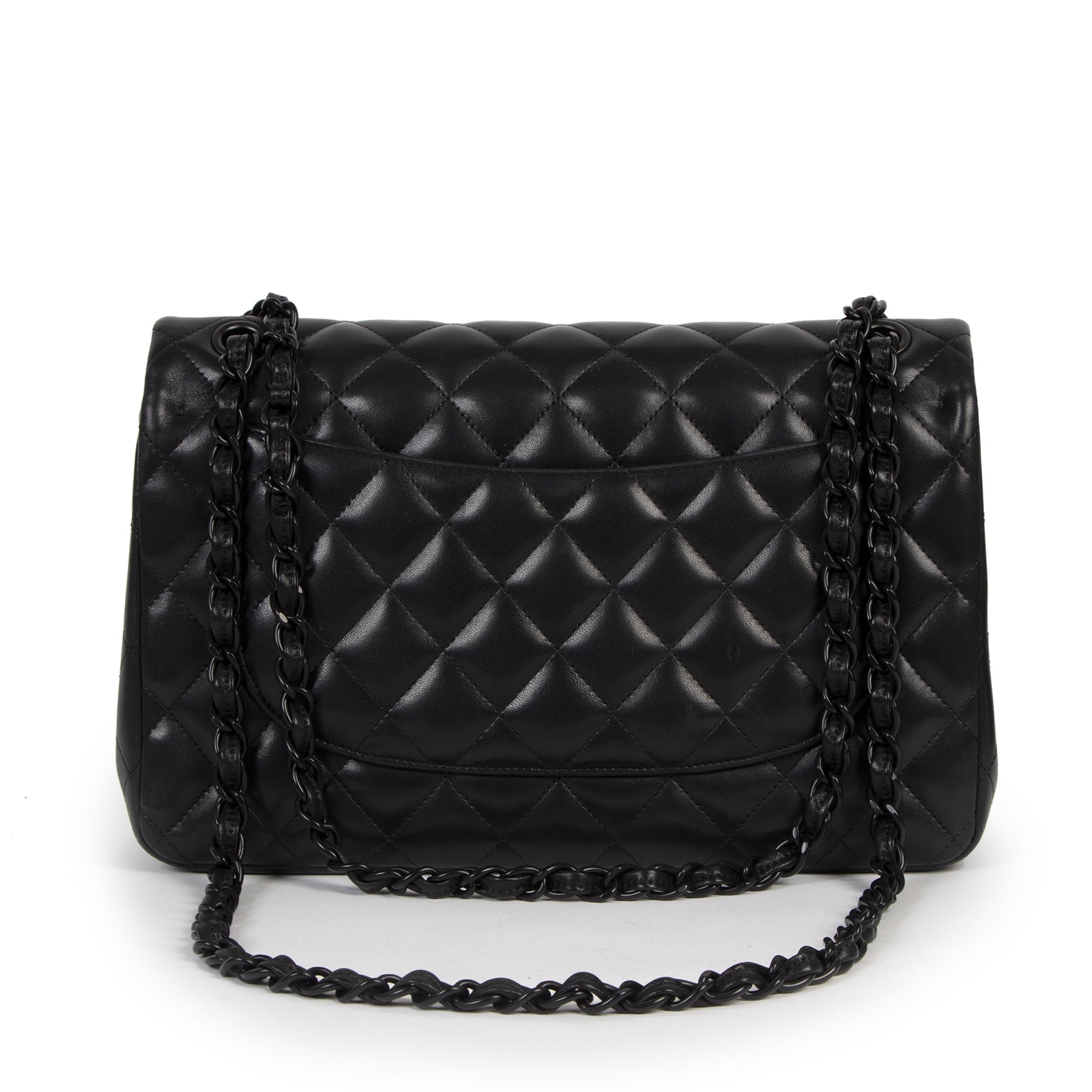 Authentic second-hand vintage Chanel So Black Classic Jumbo Flap Bag buy online webshop LabelLOV