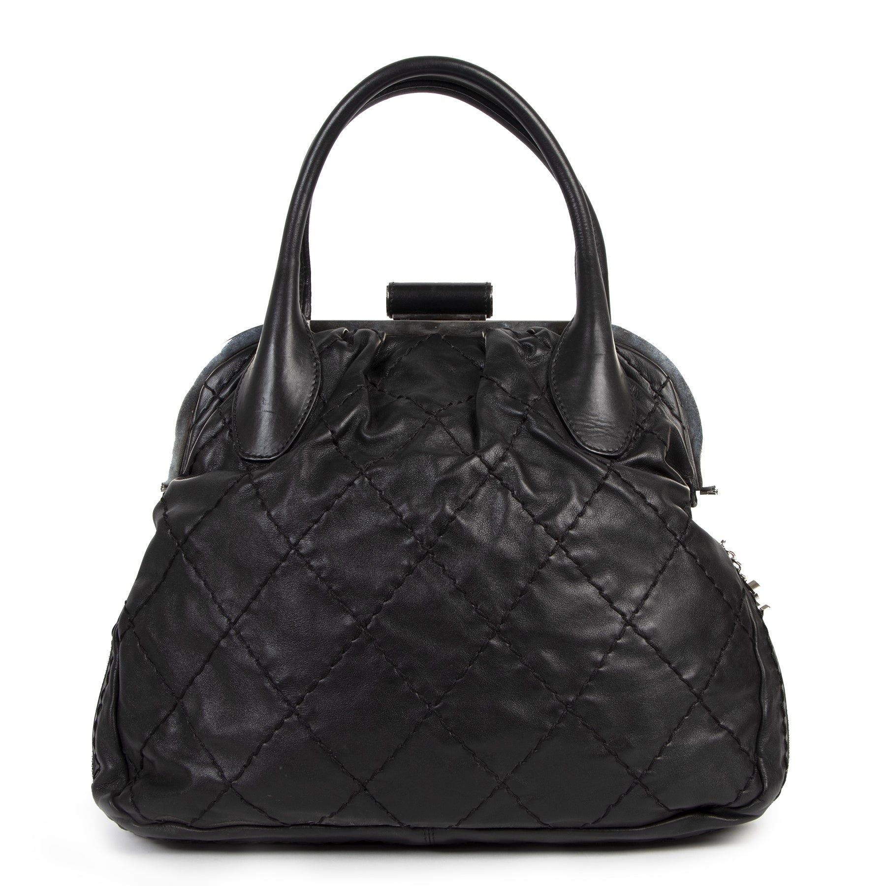 Authentieke Tweedehands Chanel Black Expandable Zip Around Frame Bag juiste prijs veilig online shoppen luxe merken webshop winkelen Antwerpen België mode fashion