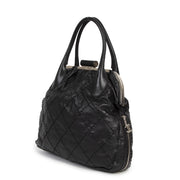 Authentieke Tweedehands Chanel Black Expandable Zip Around Frame Bag juiste prijs veilig online shoppen luxe merken webshop winkelen Antwerpen België mode fashion