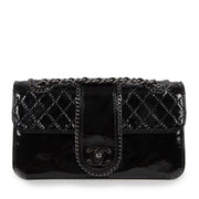 Authentic secondhand Chanel Black Patent Leather Madison Flap Bag designer bags luxury vintage webshop fashion safe secure online shopping