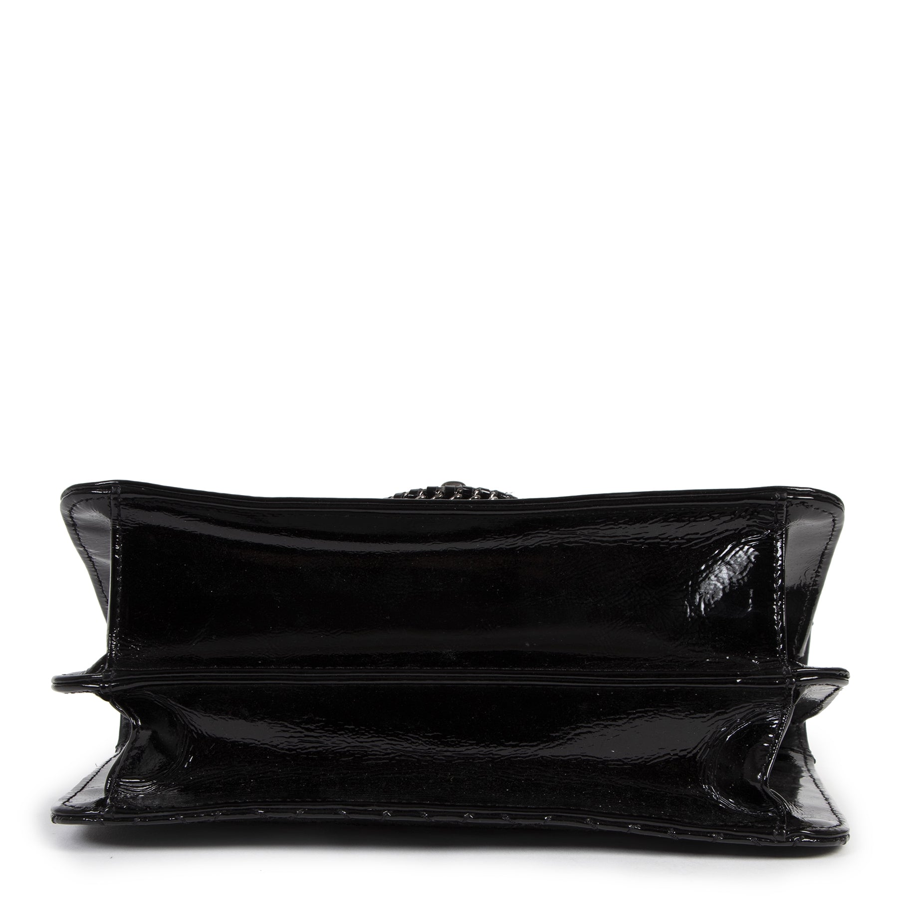 Authentic secondhand Chanel Black Patent Leather Madison Flap Bag designer bags luxury vintage webshop fashion safe secure online shopping