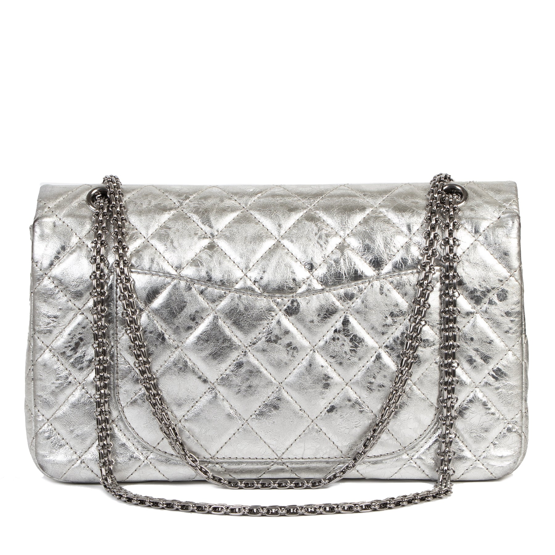 acheter en linge seconde main Chanel 2.55 Reissue 227 Silver Metallic Flap Bag