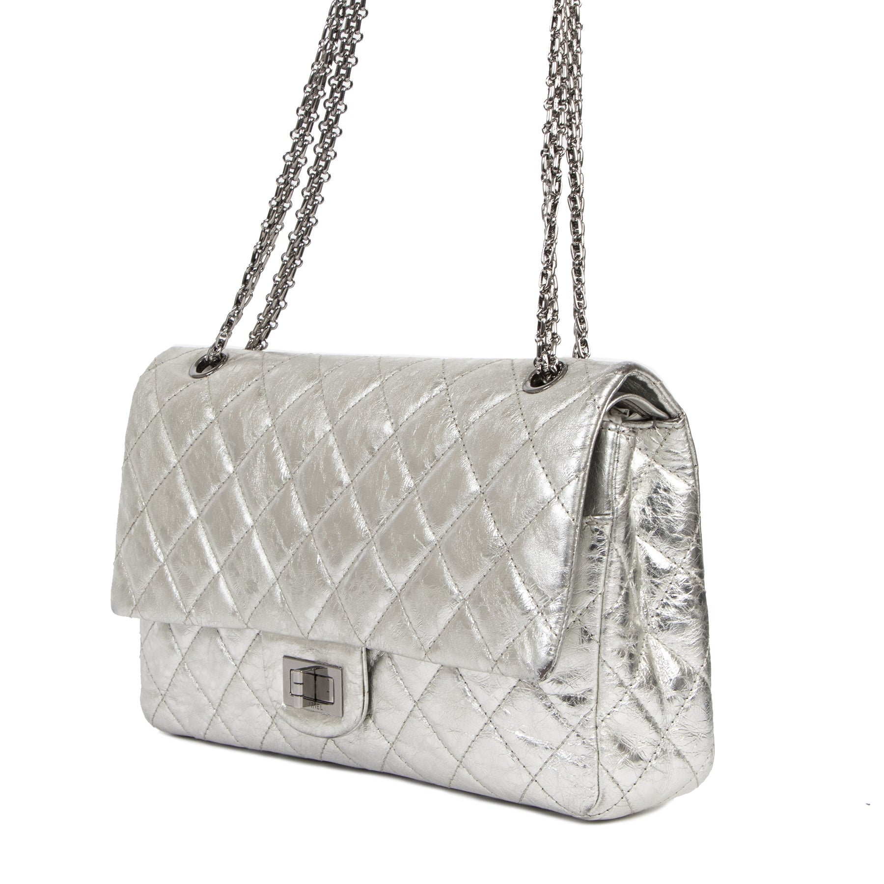 Chanel 2.55 Reissue 227 Silver Metallic Flap Bag