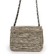 Shop exclusive runway vintage designer Chanel Resort 2014 Striped Patent Leather Mini Square Classic Flap Bag at Labellov