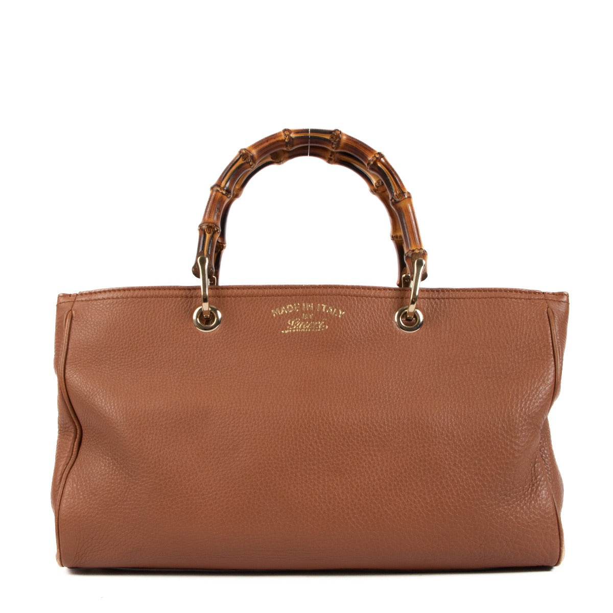 Gucci Camel Calf Leather Medium Bamboo Shopper