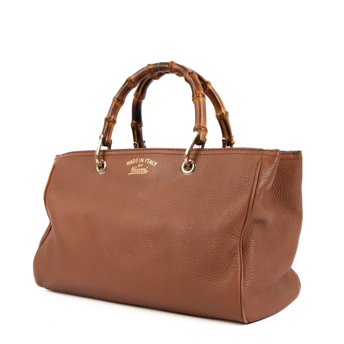 Gucci Camel Calf Leather Medium Bamboo Shopper