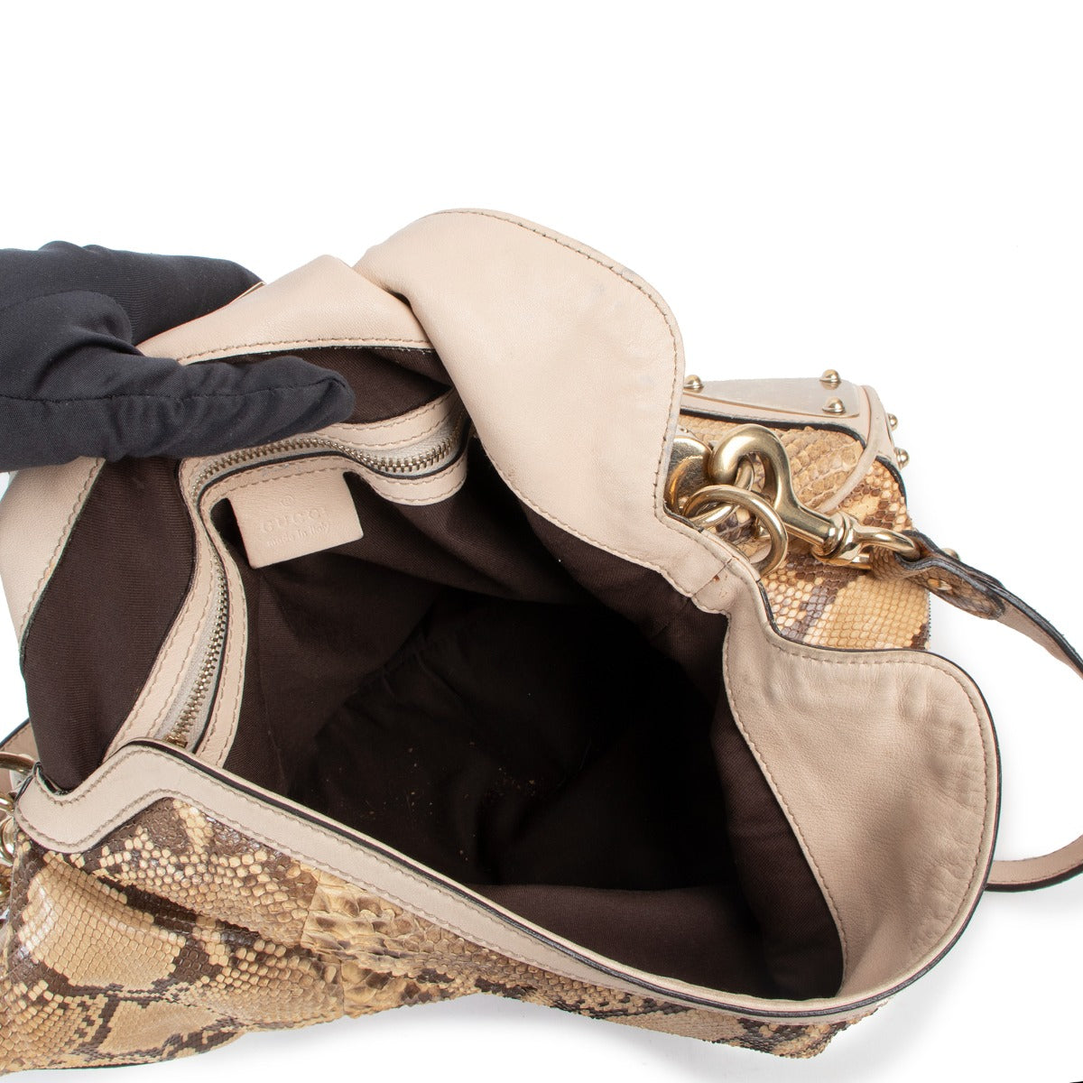 Gucci 177139 Python Medium Indy Babouska Shoulder Bag