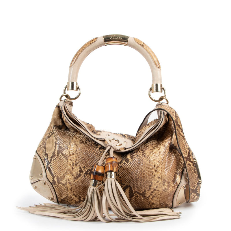 Gucci 177139 Python Medium Indy Babouska Shoulder Bag