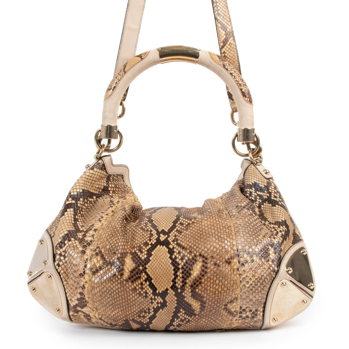 Gucci 177139 Python Medium Indy Babouska Shoulder Bag