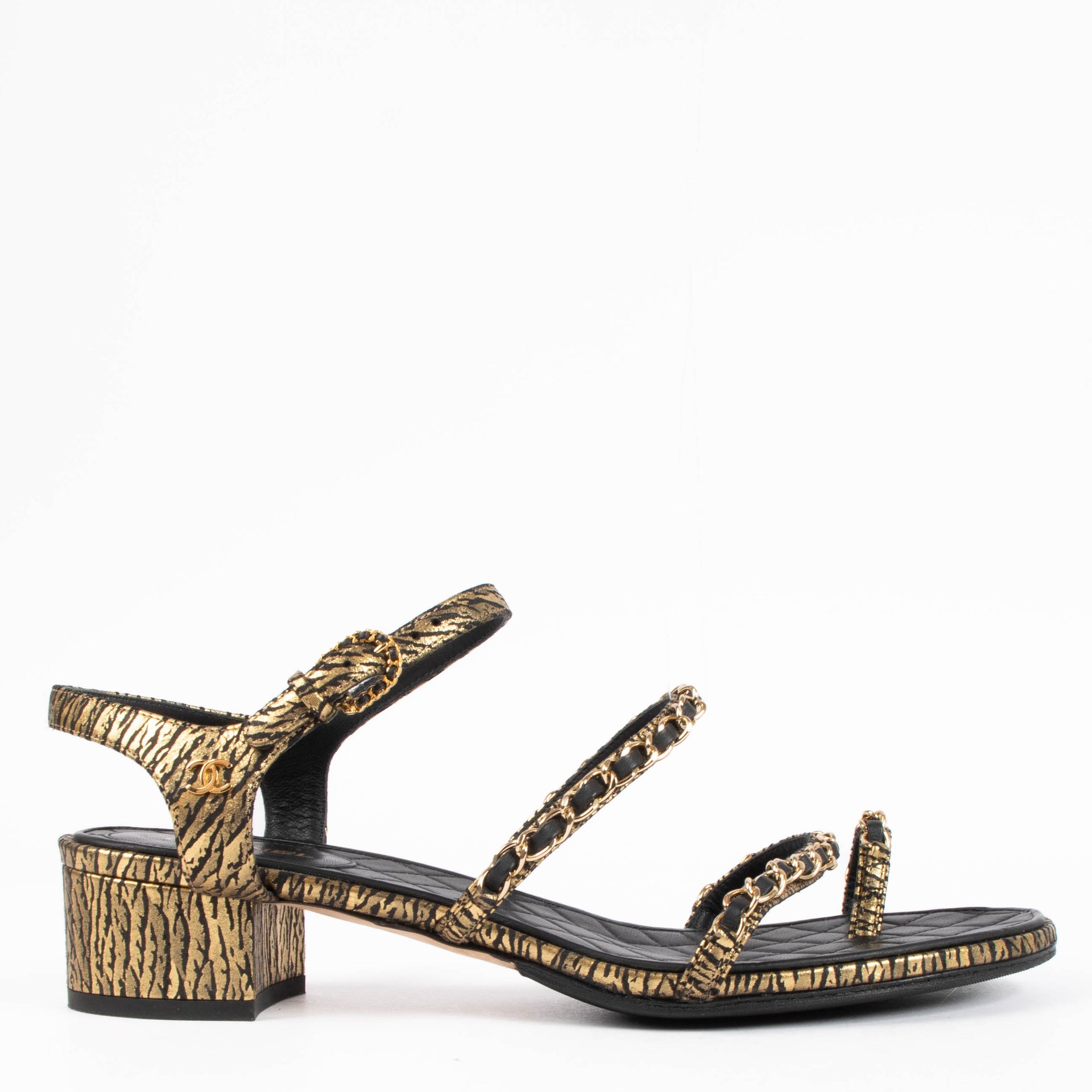 Chanel Gold Chain Sandals Size 40