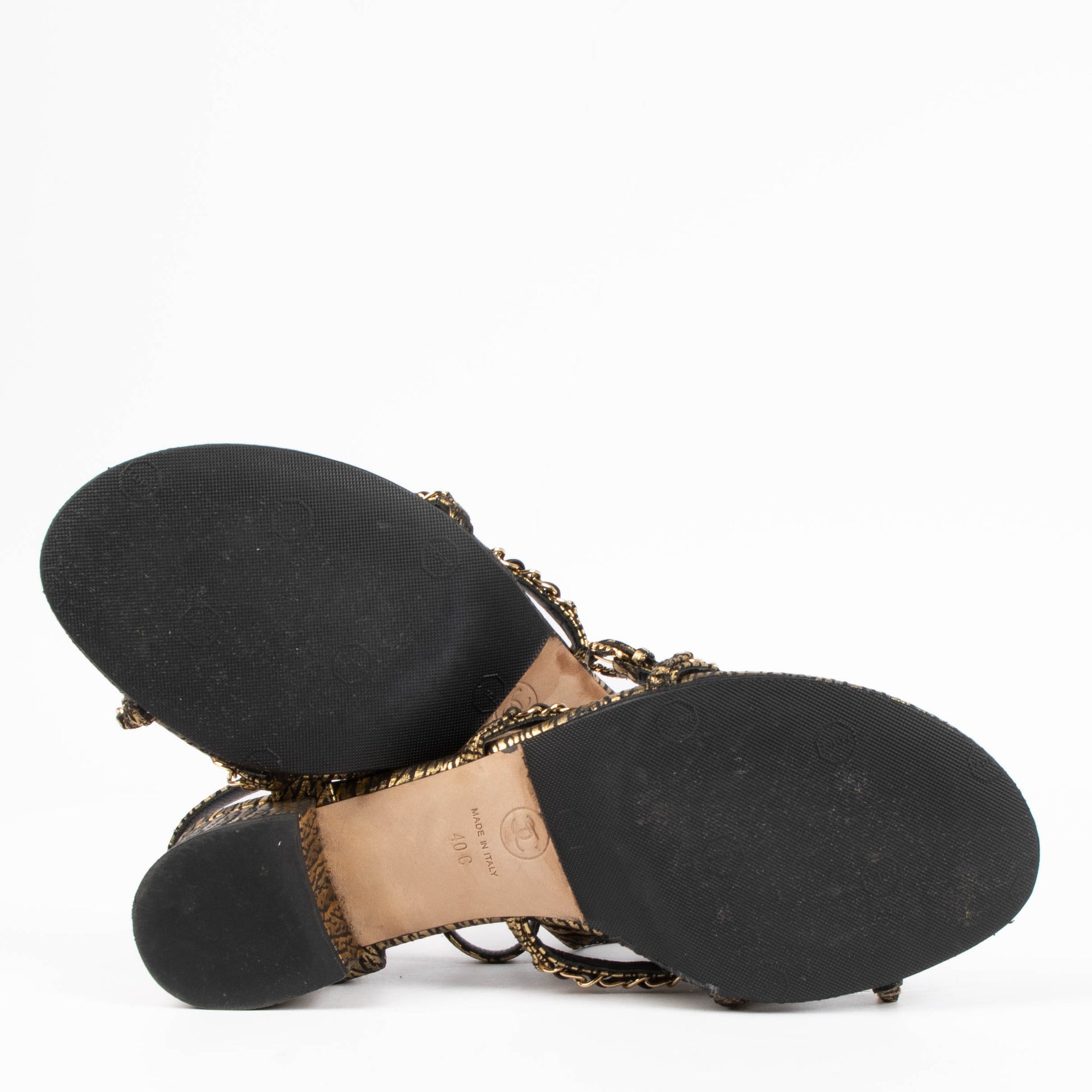 Chanel Gold Chain Sandals Size 40