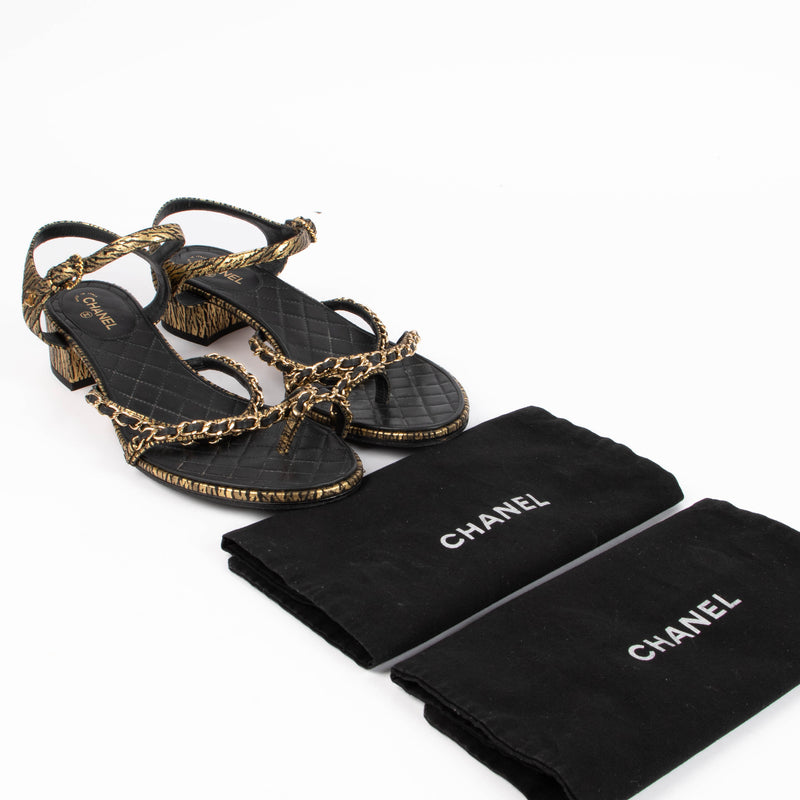 Chanel Gold Chain Sandals Size 40