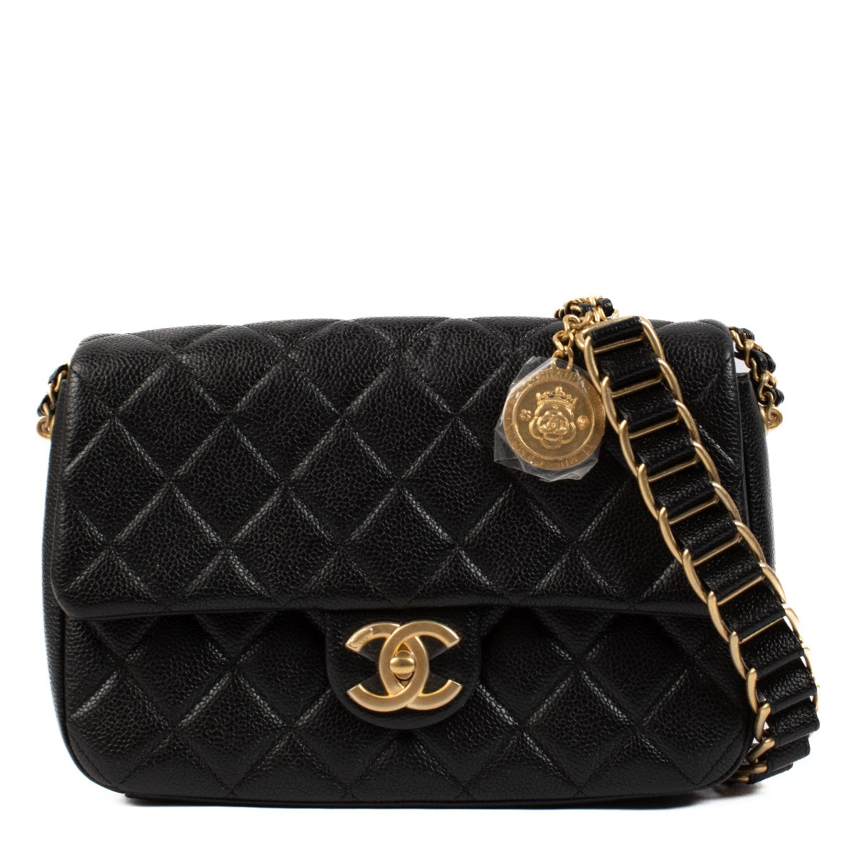 shop 100% authentic second hand Chanel 21A Black Caviar Medallion Soul Medium Classic Flap Bag on Labellov.com