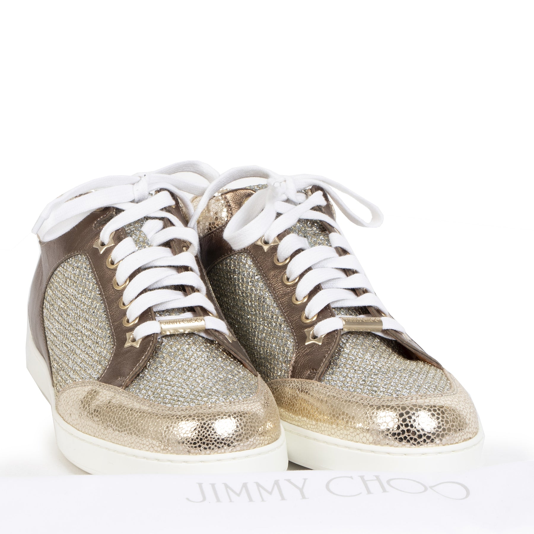 Jimmy Choo Miami Bronze Champagne Sneakers - Size 39,5 – Labellov