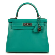 Hermès Kelly Retourne 28 Verso Evercolor Vert Verone and Bleu Du Nord