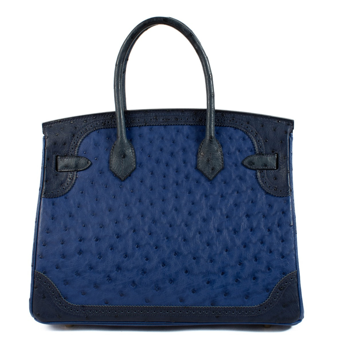 Hermès Birkin 30 Ghillies Bleu Saphir/Bleu Iris/Bleu de Malte Ostrich PBHW