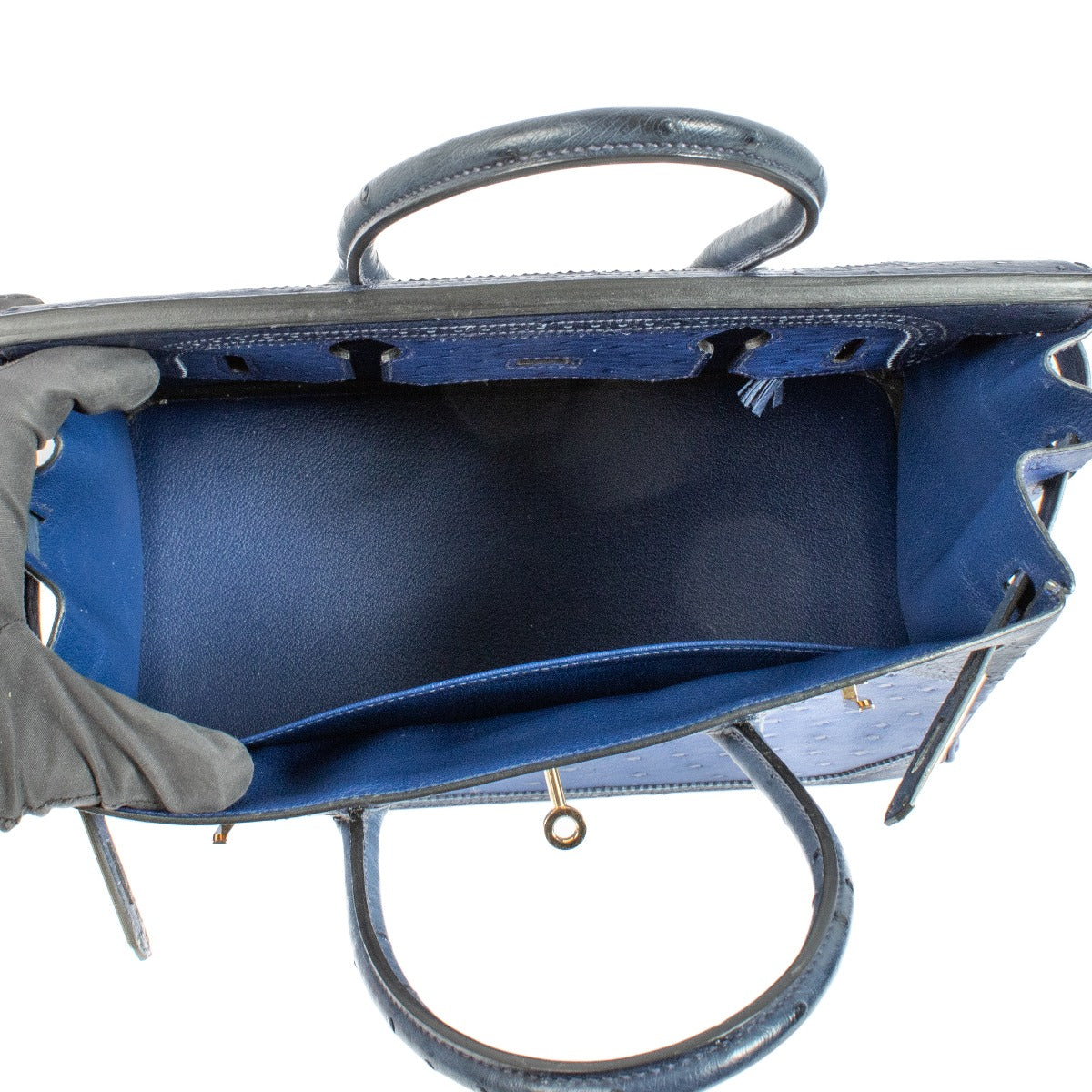 Hermès Birkin 30 Ghillies Bleu Saphir/Bleu Iris/Bleu de Malte Autruche PBHW