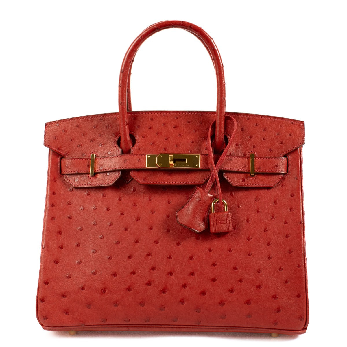 2015 Hermès Birkin 30 Rouge Vif Ostich Gold Hardware