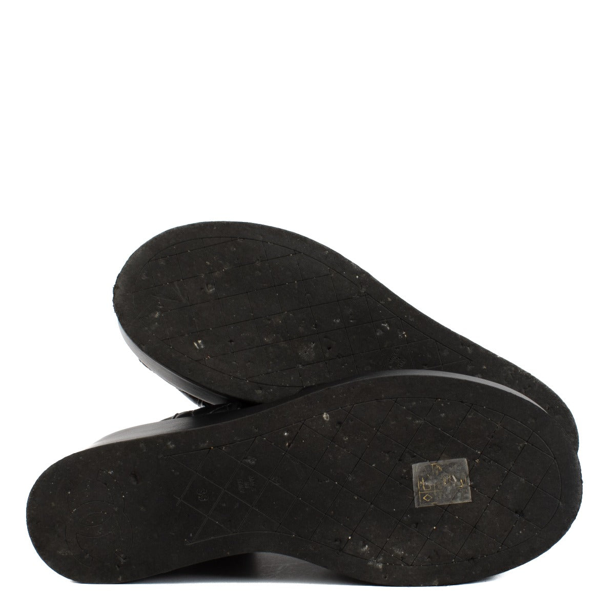 Chanel 23A Black Quilted CC Platform Sandals - Size 39