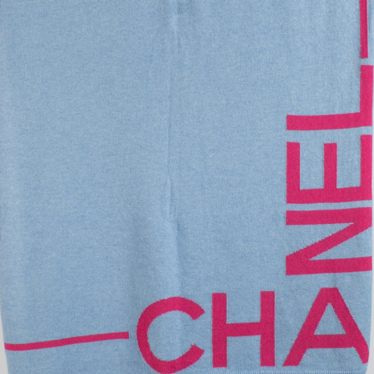 Shop 100% authentic Chanel Blue Cashmere Blend Logo Scarf at Labellov.com.