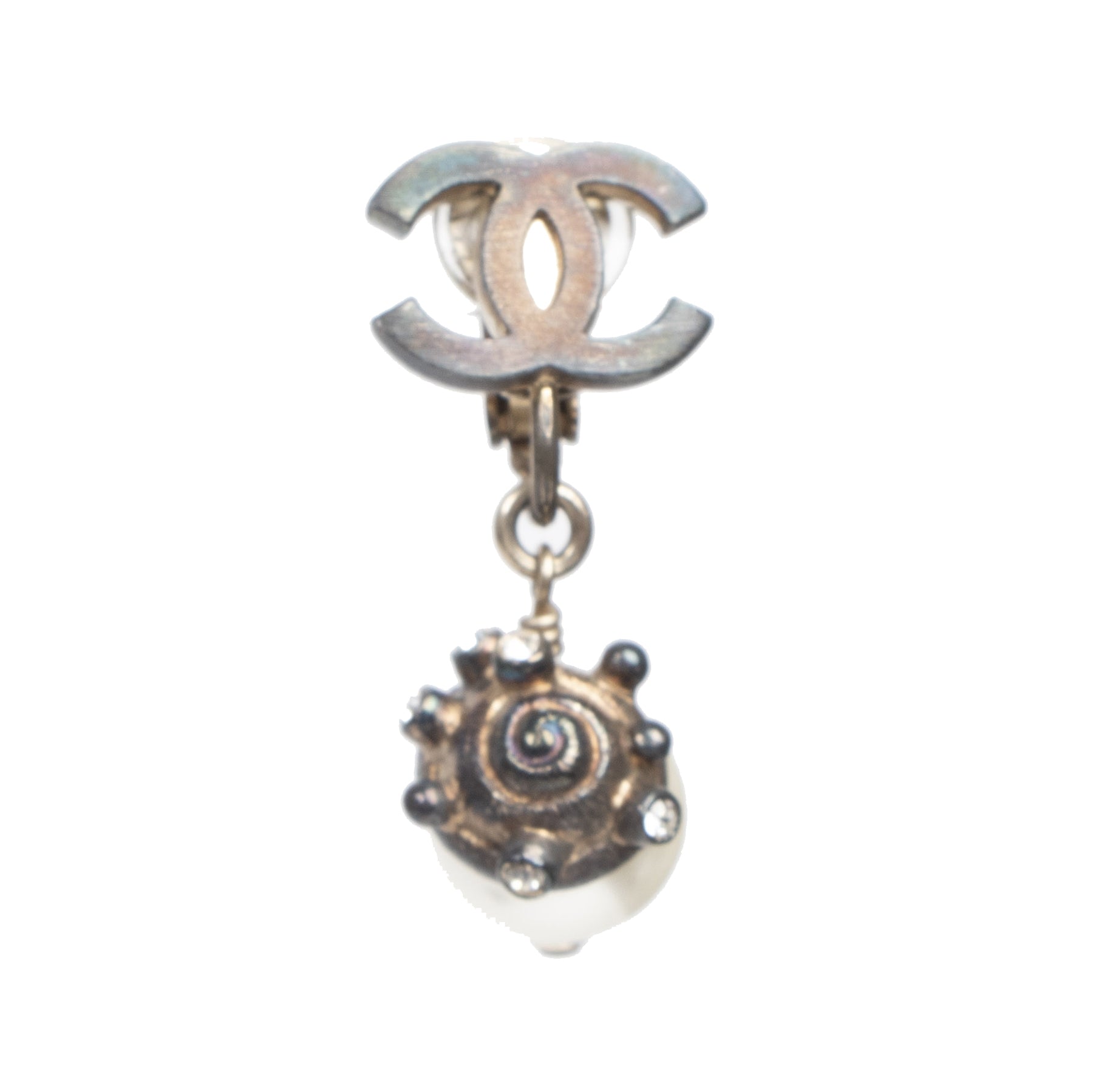 Chanel CC Pearl Drop Clip-On Earings