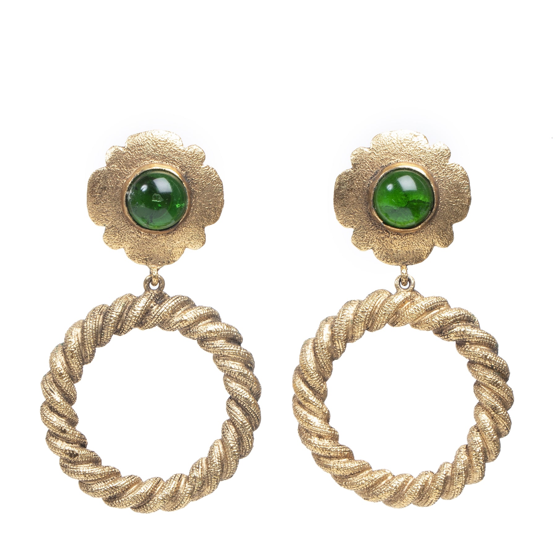 Chanel Vintage Gold Hoop Clip-on Earrings