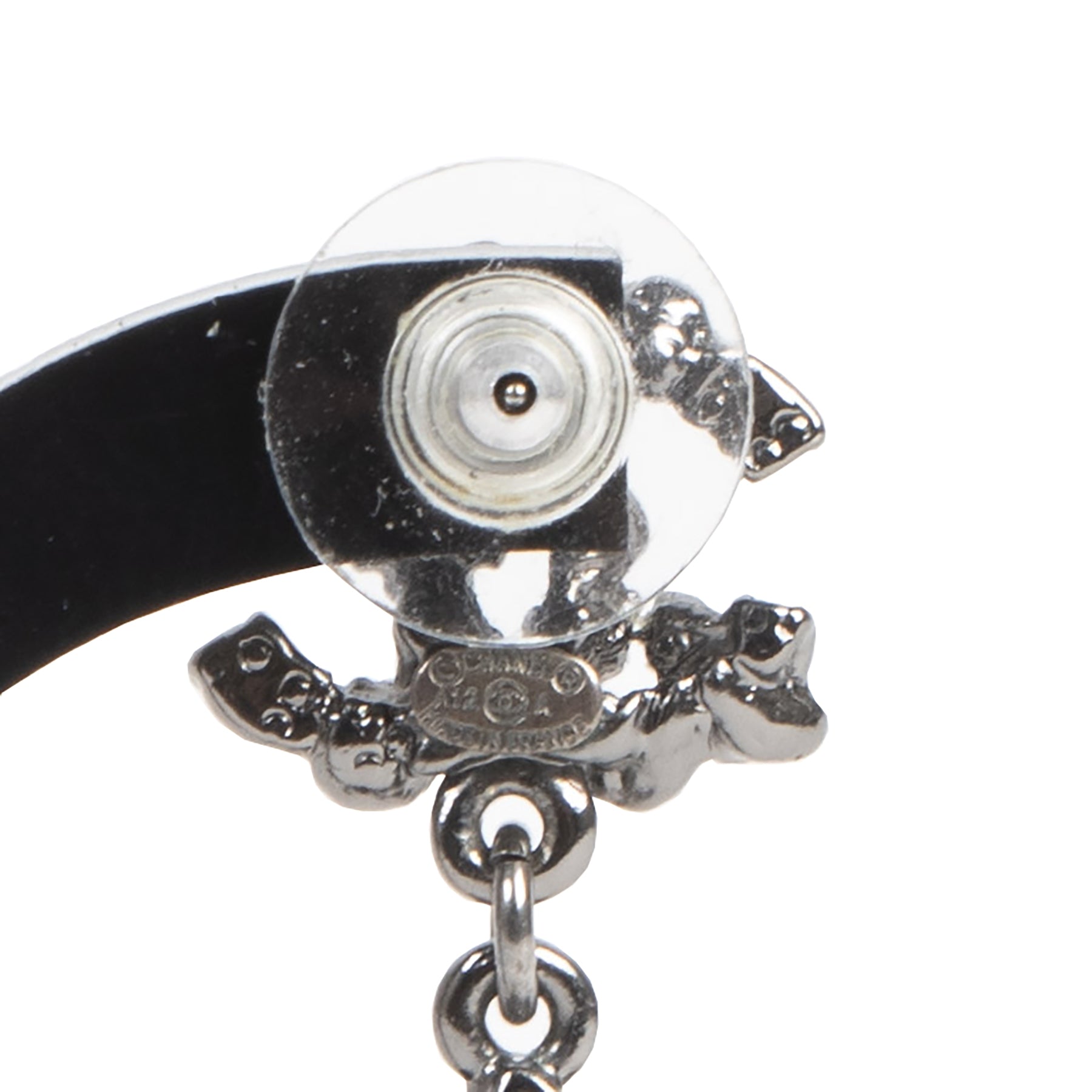 Authentique seconde-main vintage Chanel Dark Metal CC beads Earrings achète en ligne webshop LabelLOV
