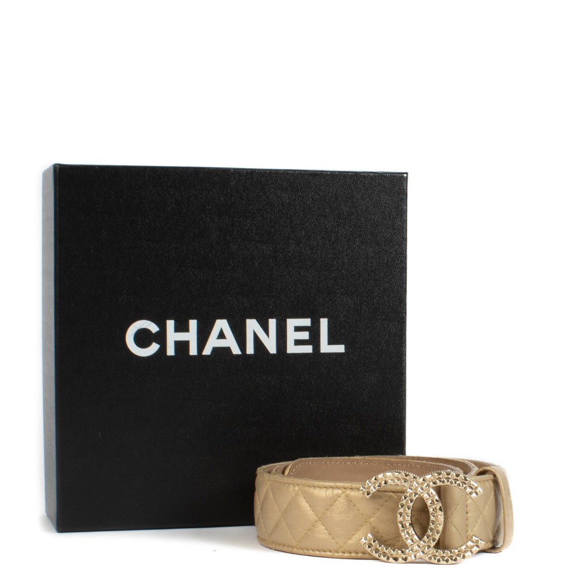 Chanel 11A Gold Quilted Leather CC Belt