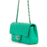 Shop authentic second hand luxury designer Chanel Green Quilted Lambskin Mini Classic Flap Bag at Labellov