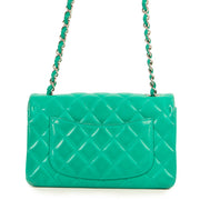 Shop authentic second hand luxury designer Chanel Green Quilted Lambskin Mini Classic Flap Bag at Labellov