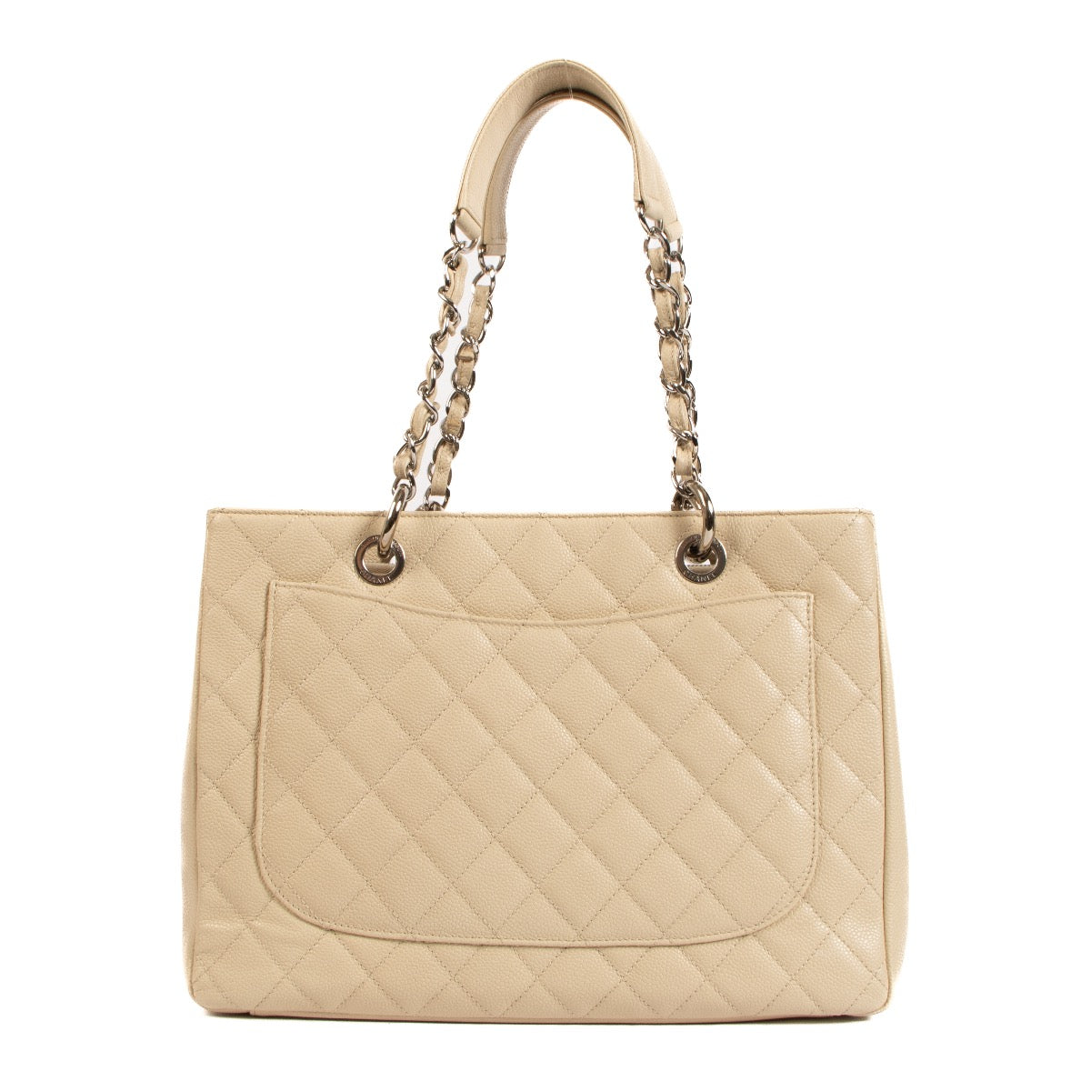Shop safe online at Labellov in Antwerp, Brussels and Knokke this 100% authentic second hand chanel beige caviar leather GST Shoulder bag
