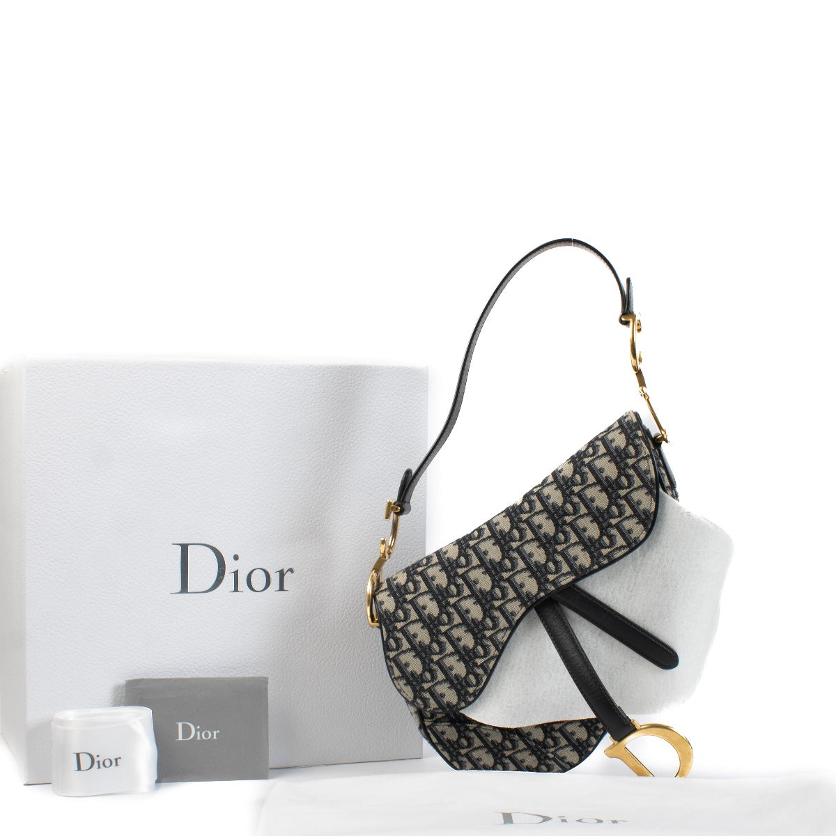 Dior Blue Oblique Jacquard Saddle Bag