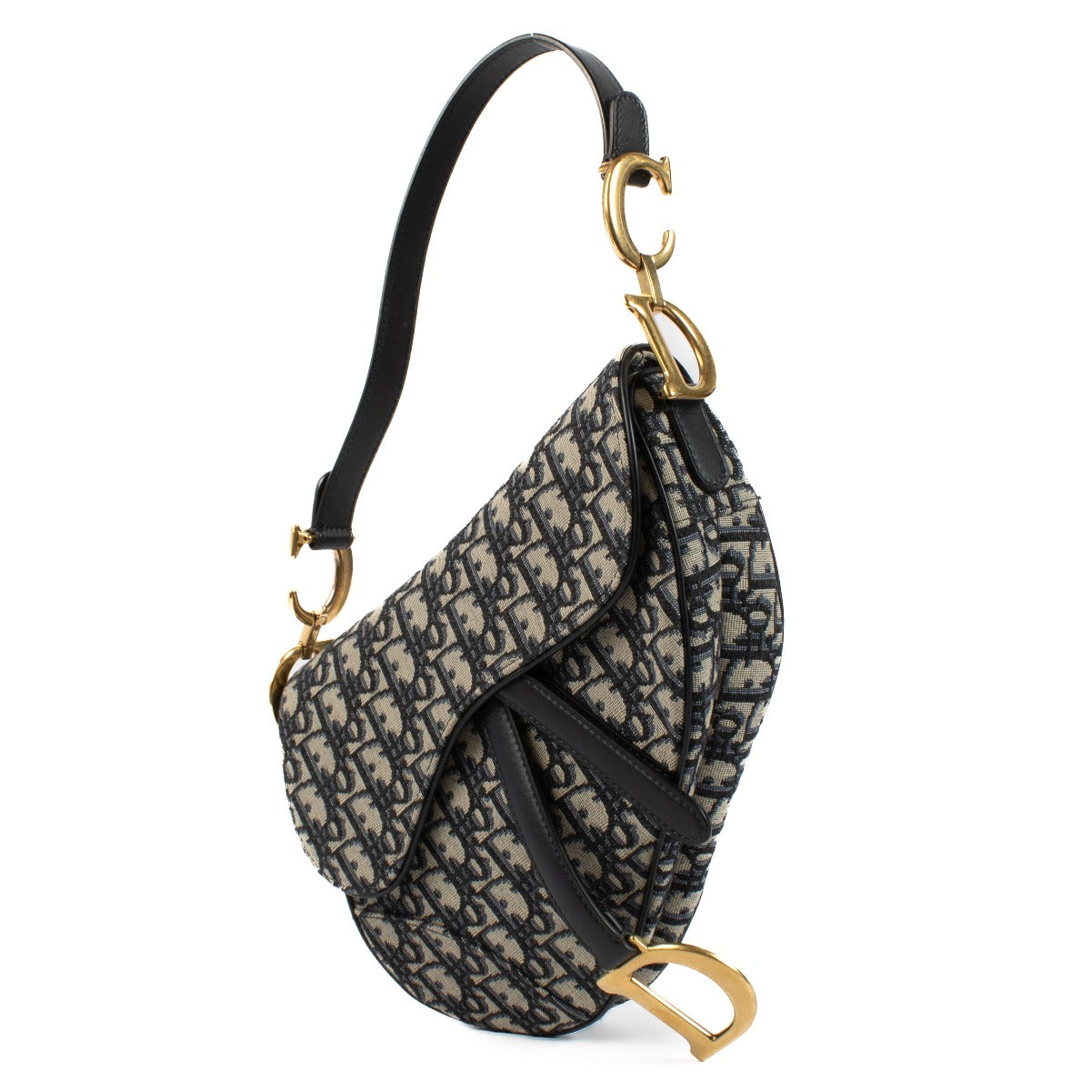 Sac Saddle Christian Dior en jacquard oblique bleu