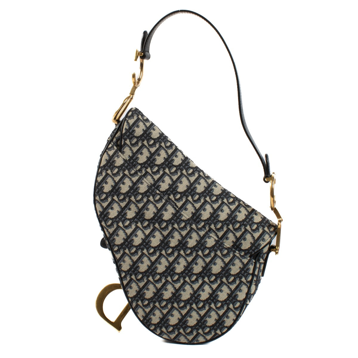 Sac Saddle Christian Dior en jacquard oblique bleu