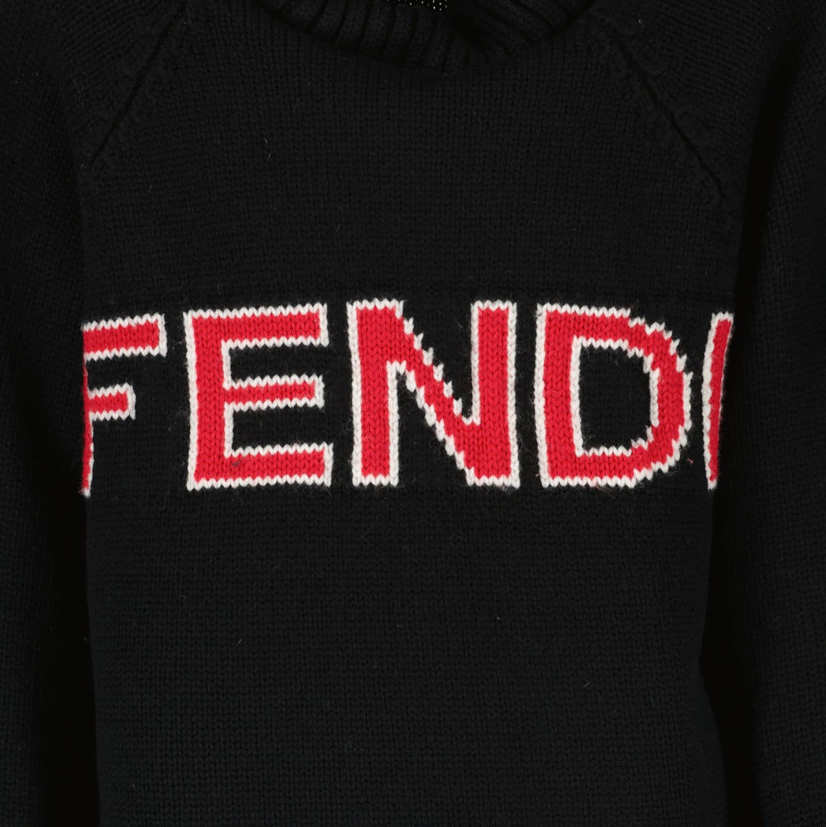 Fendi Black Intarsia Logo Knitted Turtleneck at Labellov