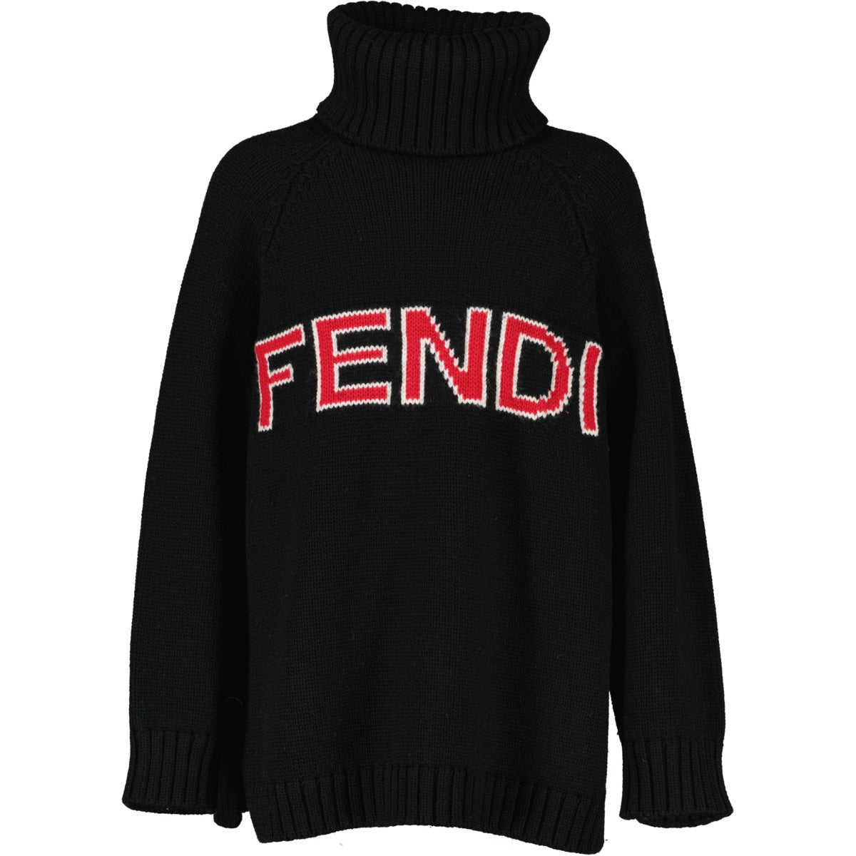 Fendi Black Intarsia Logo Knitted Turtleneck at Labellov