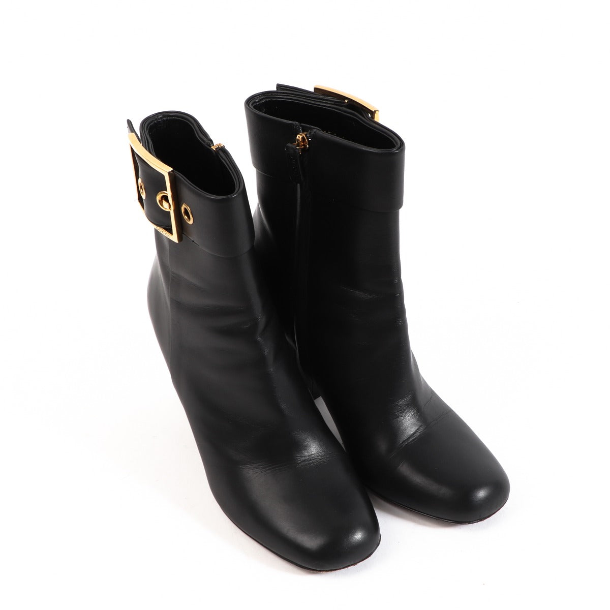 Buy authentic second-hand Gucci Black Leather Buckle Kesha Boots in Size 38 in very good condition at Labellov in Antwerp.