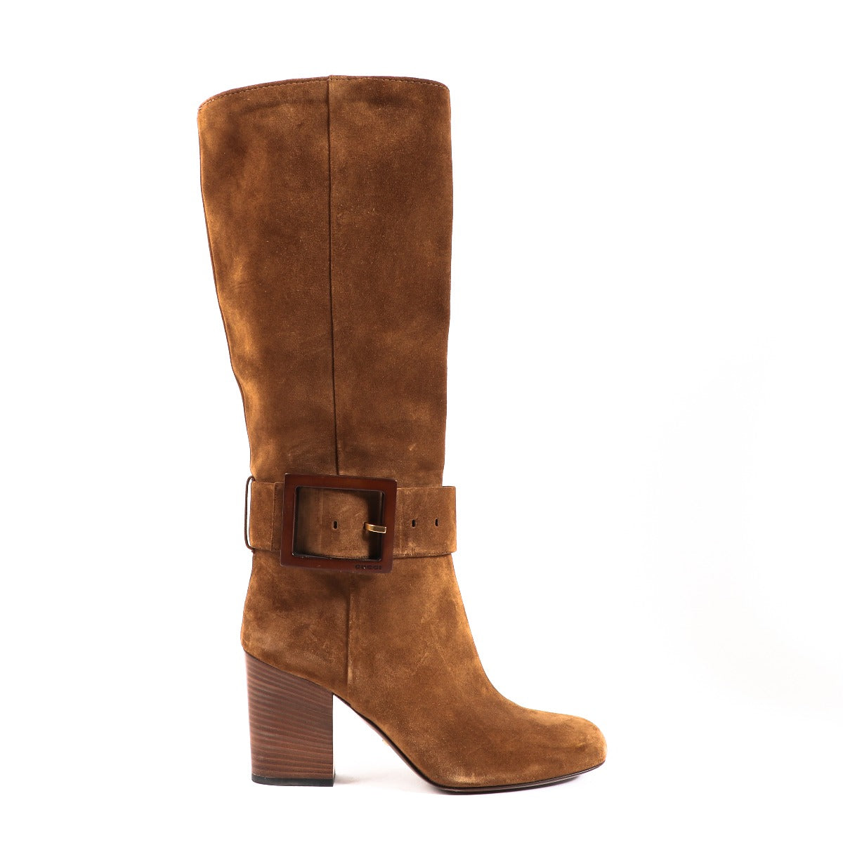 Buy authentic second-hand Gucci Brown Suede High Knee Boots in Size 38 in very good condition at Labellov in Antwerp.