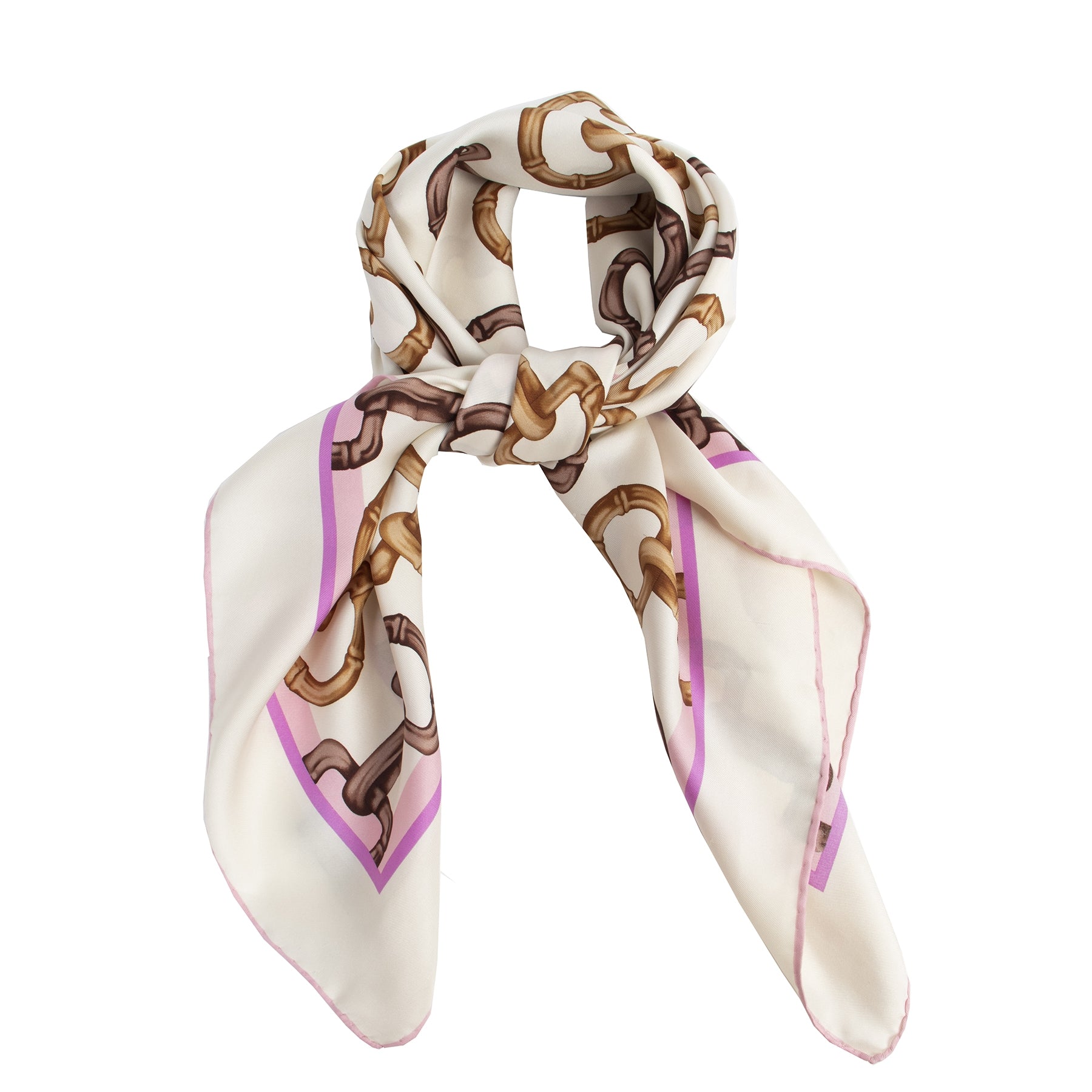 Authentieke Tweedehands Gucci Horsebit Ivory Multicolor Pattern Silk Scarf juiste prijs veilig online shoppen luxe merken webshop winkelen Antwerpen België mode fashion